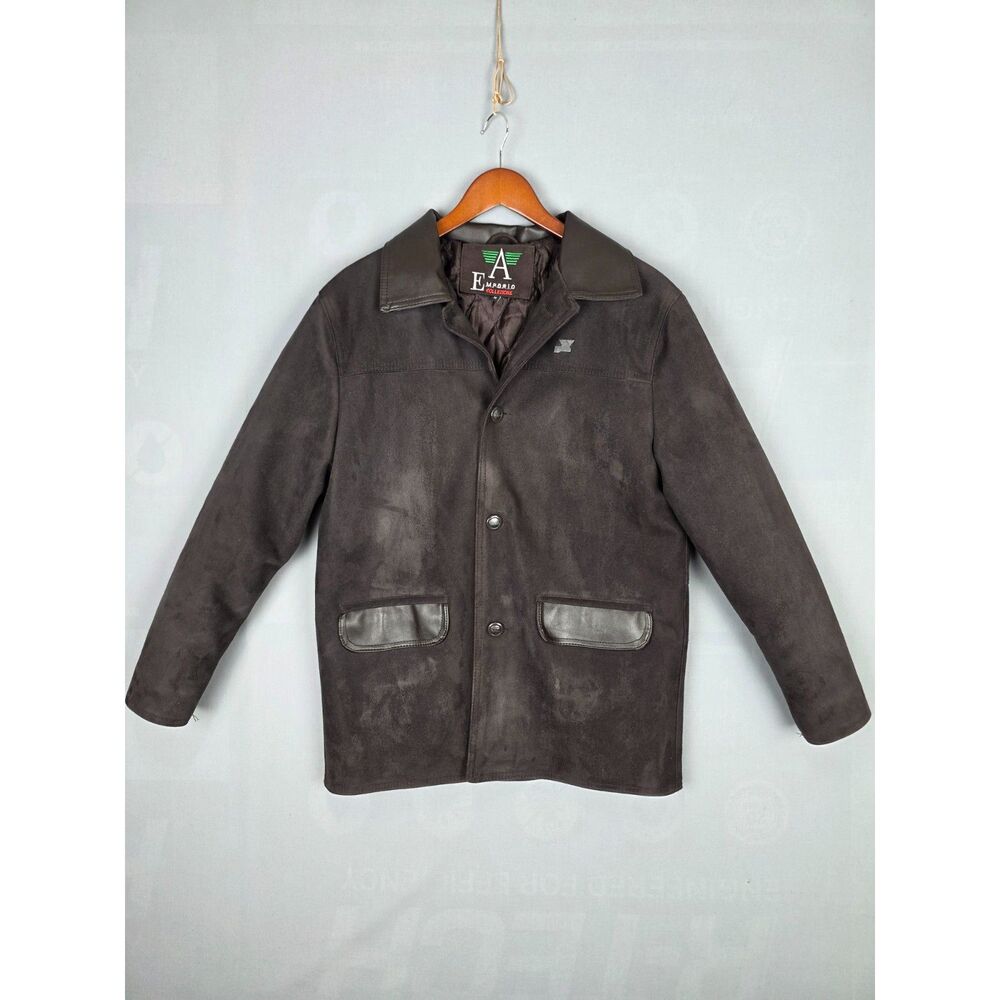 Vintage A Emporio Armani Collezione Suede Leather Jacket Bomber 90s Italy Warm